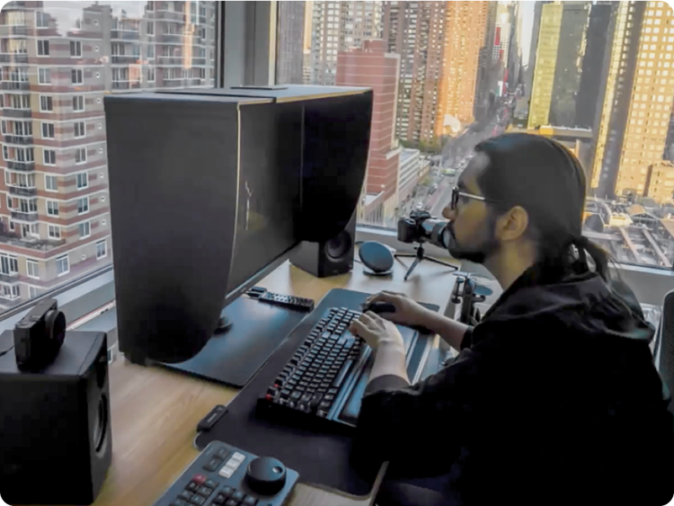 Video of man sitting at computer.