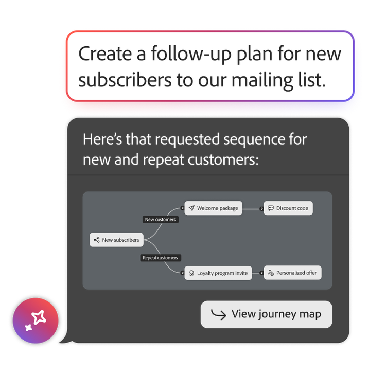 Flowchart of follow-up plan for new and repeat mailing list subscribers.