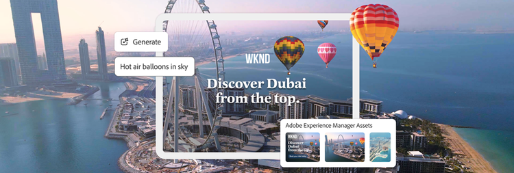 Travel ad created using generative AI and Adobe Experience Manager Assets