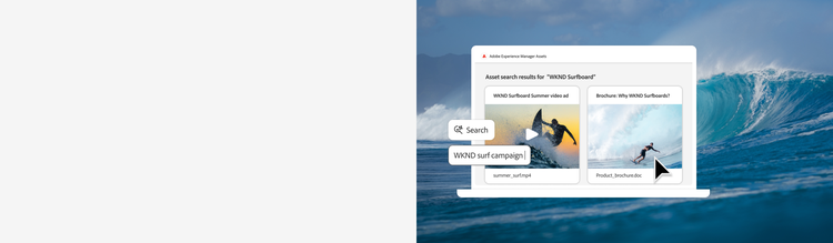 A variety of AI-powered search results for a surfing campaign