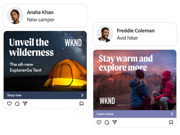 Two personalised ad variations