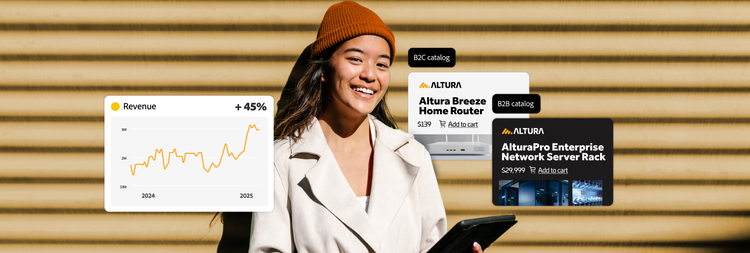 A marketer reviewing combined B2C and B2B revenue growth