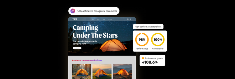 UI illustration showing an AI-optimized storefront highlighting high purchase intent signals
