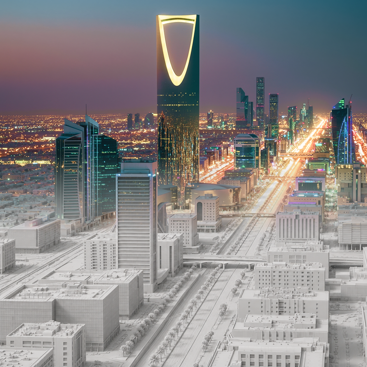 نموذج عرض لبرج ومدينة يتحوّل إلى تصميم واقعي.