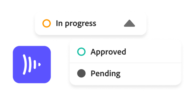 Workfront-Beispiel einer Frame.io-Integration mit Darstellung von Fortschrittsindikatoren für genehmigte und ausstehende Aufgaben.