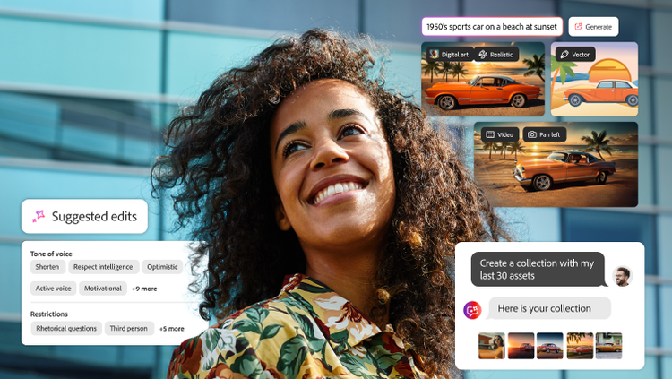 Generative KI wird eingesetzt, um eine Sammlung von Bild-Assets zu erstellen, Content-Bearbeitungen vorzuschlagen und neue Bilder zu generieren
