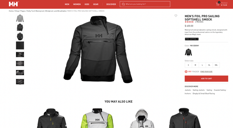 Helly Hansen product page design detail 1