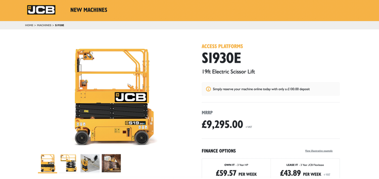 JCB product page