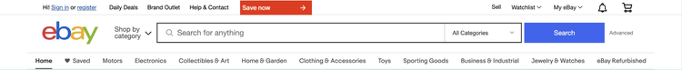 Ebay's site search bar