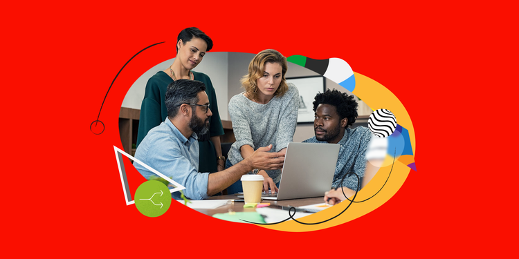 A team using six sigma to improve workplace processes
