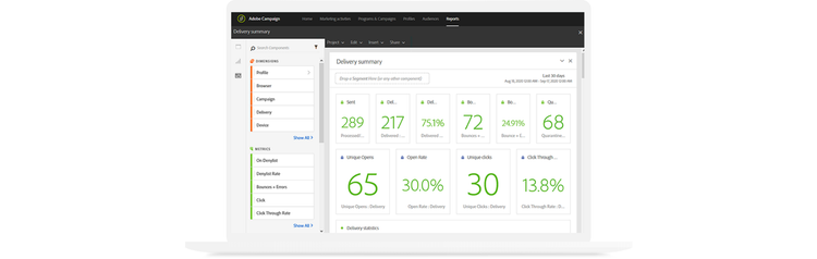 Adobe Campaign marketing dashboard