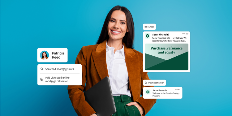 A person being targeted with personalised financial services offerings based on their profile and browsing behaviour.