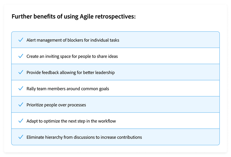 Chart showing additional benefits of using Agile retrospectives.