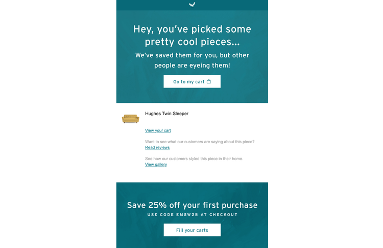 Joybird's abandoned basket discount