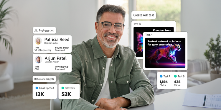 An image depicting various data points for marketers to leverage and A/B testing campaigns to enable data-driven decision-making.