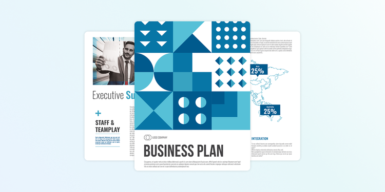 A graphic showing various marketing plan templates.