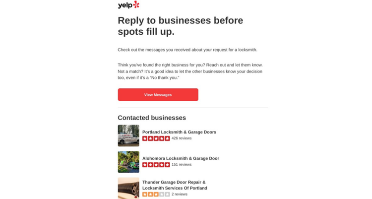 Yelp's personalised helpful reminder