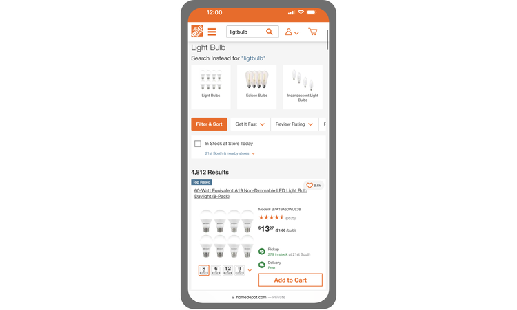 Home Depot's mobile search