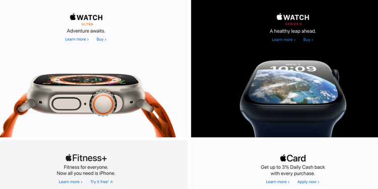 Apple's personalised landing pages