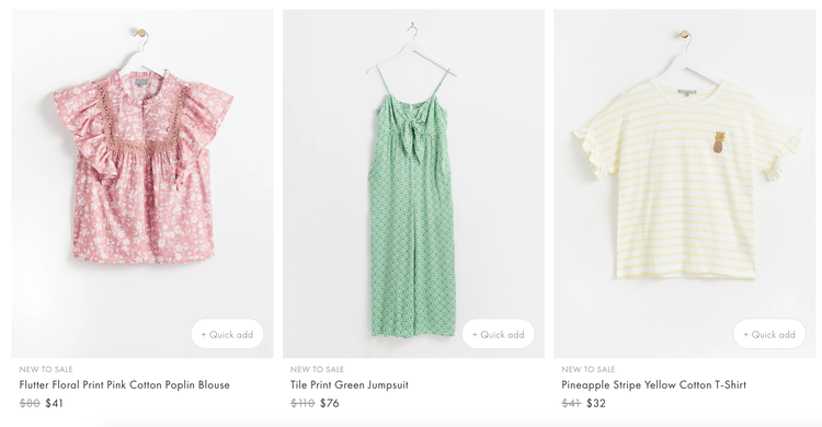 Quick add product recommendations