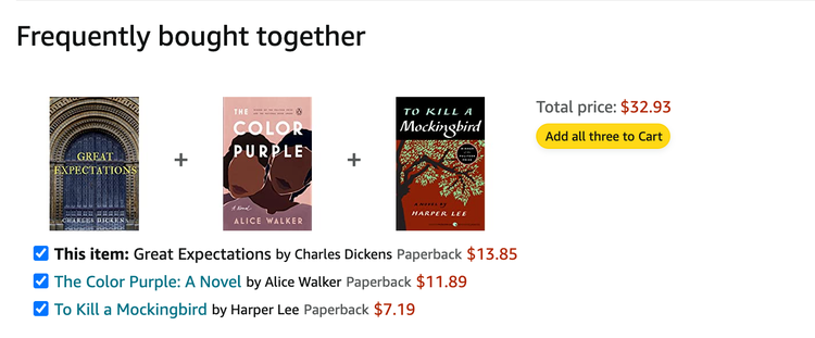 Frequently bought together Amazon product recommendations