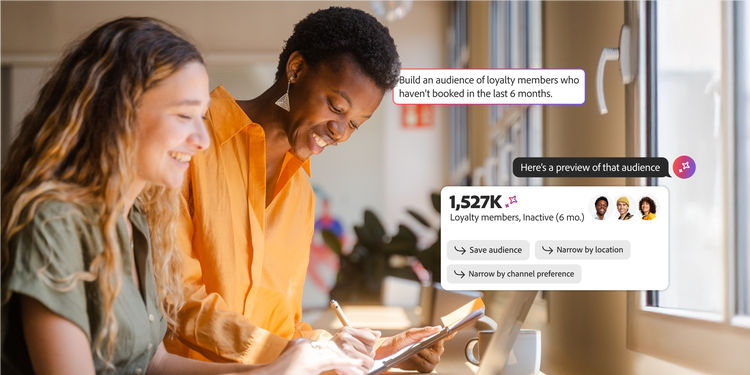 Adobe Audience Agent is used to build and preview a targeted travel audience segment.