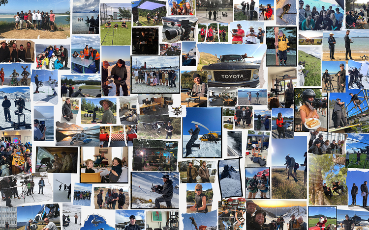 Collage of rugged shoots, snowy scenes and crew moments — capturing The Beards’ bold, remote filmmaking and global storytelling skills.