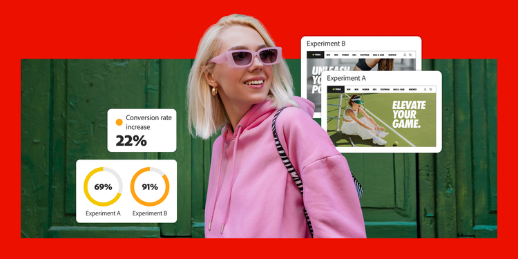 A/B test showing increased conversion rate in Experiment B than Experiment A