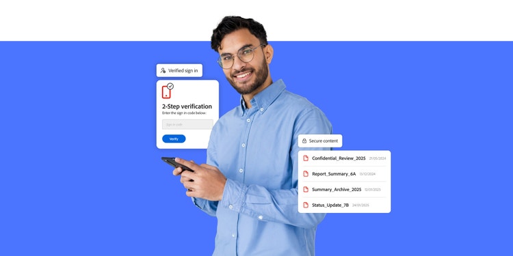 Man holds a smartphone, interacting with a digital security interface.