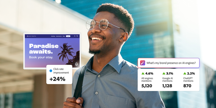 Visual showing how Generative AI boosts travel ad engagement, with a 24% increase in click-through rates.