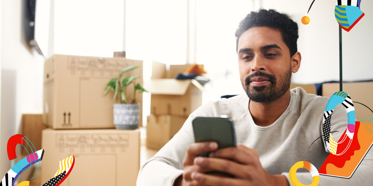 Man looking at mobile phone