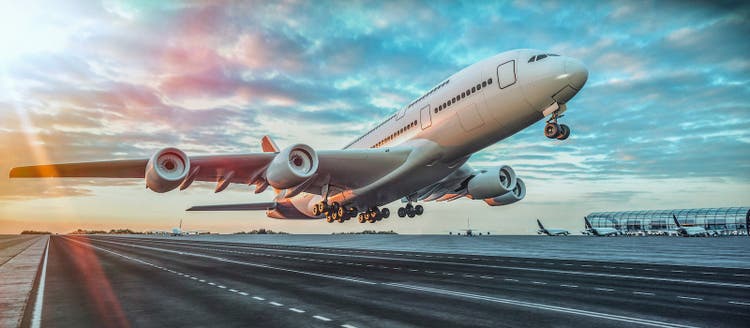Aeroplane taking off from the airport.