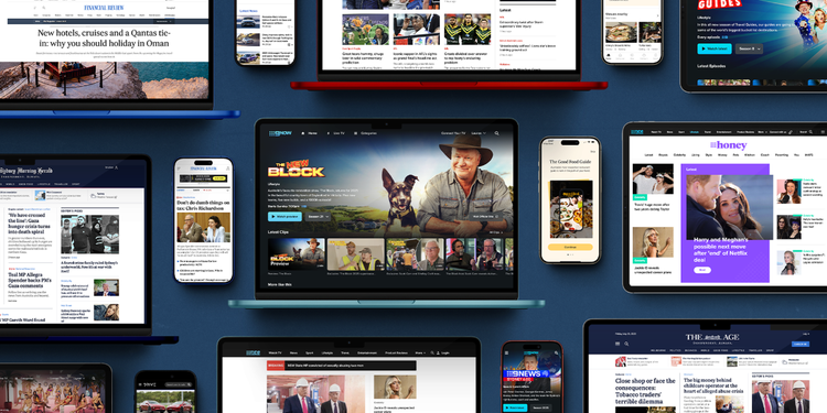 Screens showing Nine video and publishing content.