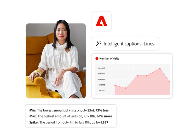 A marketer with a chart of AI-powered insights on site visits
