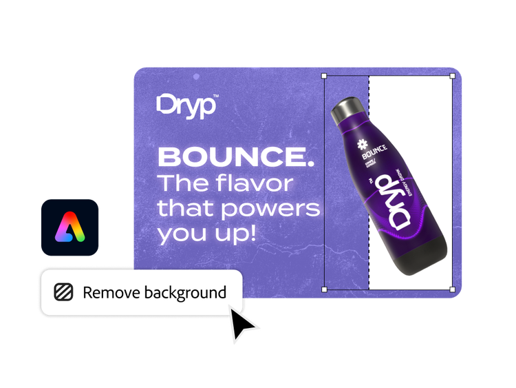 Updating background of a beverage ad using Adobe Express