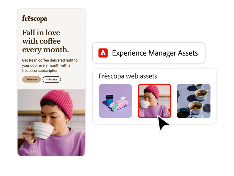 A variety of approved images available to update a coffee ad template