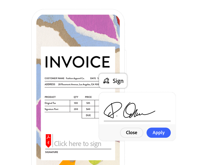 Invoice with an e-signature