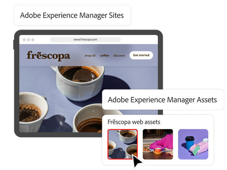 Website created by connecting assets from the Adobe DAM to the Adobe CMS, Picture