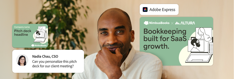 Présentation de services financiers en cours de création dans Adobe Express