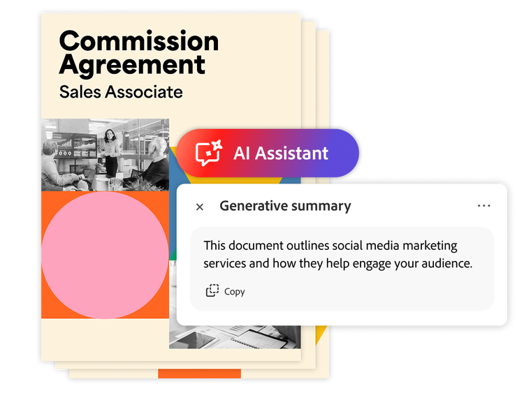 Commission agreements summarized using AI Assistant to help with overviews