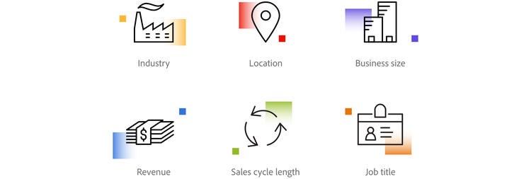 A B2B marketing strategy can be to gather information about the industry, location, business size, revenue, sales cycle length, and job title.