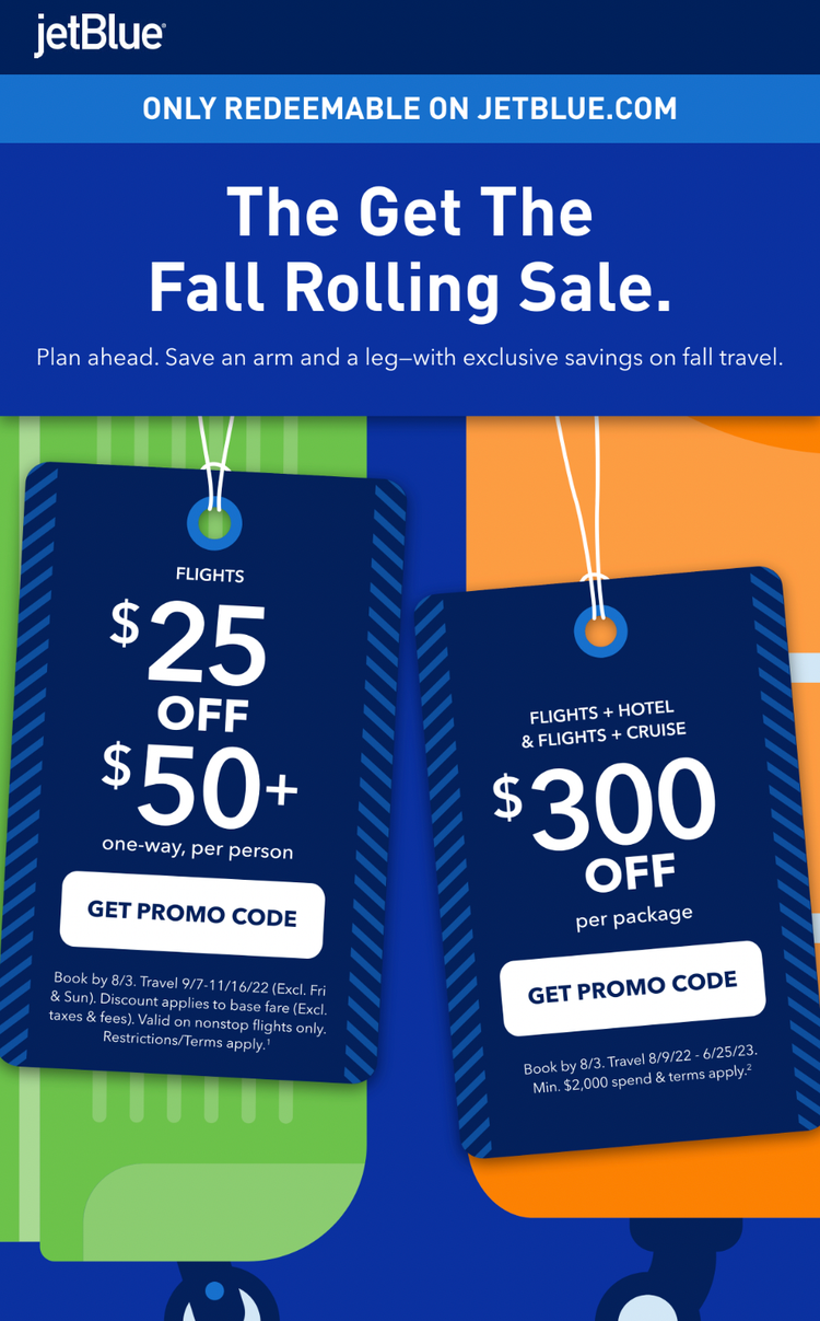 JetBlue promotional email