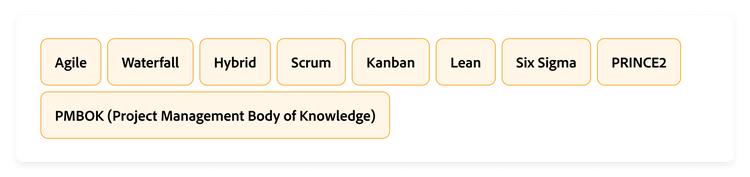 Chart with project execution methodologies.