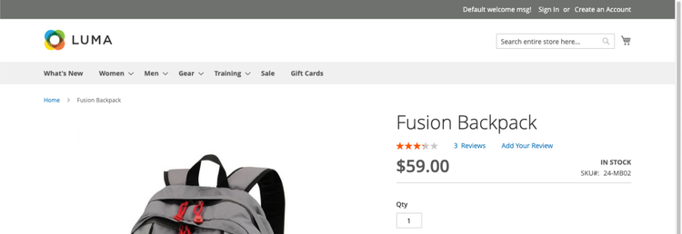 product detail page breadcrumbs