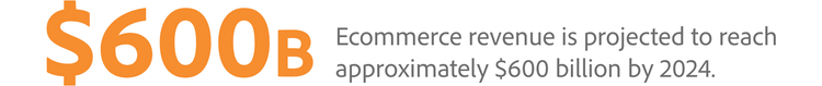 Ecommerce revenue is projected to reach approximately $600 billion by 2024.