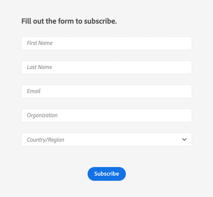 Email subscription form