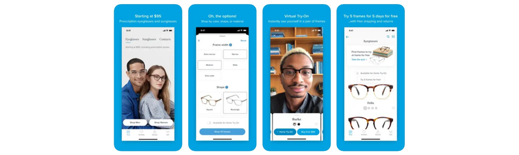 Warby Parker ecommerce app