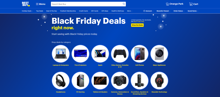 Best Buy's website shows Black Friday deals using retail personalization.