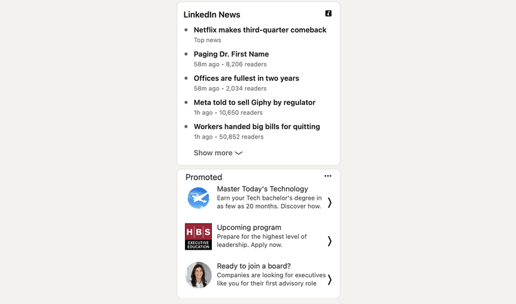 LinkedIn advertising: Text ads