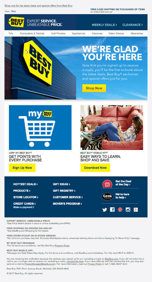 Best Buy welcome email